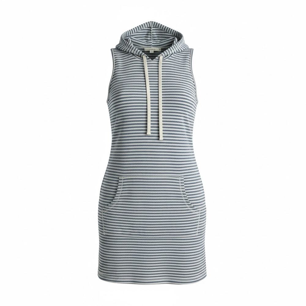 Max Studio Striped Sleeveless Hooded Mini Dress Blue White Size S